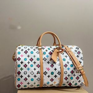 24SS Women Totes Bags Classic Colorful Flower Leather Handbag Luxurys Shouder Crossbody Messenger Ladies Travel Handbags pouch purse 45cm