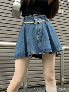 Signe Plamtee Girls Mini Women A-Line Elegante estate retrò jeanswear Sexy Pielettate denim chic 2024 sciolto casual quotidianamente