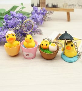 Cute Rubber Duck Keychain Women Kawaii Anime Eggshell Duckling Key Chain On Bag Car Trinket Jewelry Girls Party Birthday Friends G8354589