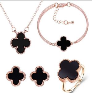 2019 new open bracelet with watch fourleaf clasp earrings necklace ring bracelet fourpiece whole8951430