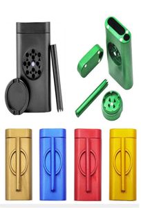 Aluminum Grind Case Pinch Hitter Container Dugout Rod Poker with Tobacco Storage Room Grinder Pipes All In One 5 Colors7483264