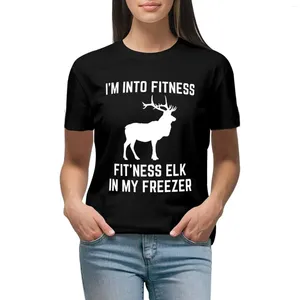 Women's Polos I'm Into Fitness Fit'ness Elk In My Freezer Hunting T-shirt Female Clothing Cute Tops Women