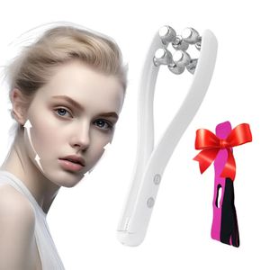 EMS Face Lifting Machine RF Therapy Vibration Roller Facial Massager Face Slant Double Chin Borttagning V Line Lift Belt Skincare 240416