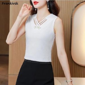 Women's Tanks Women Designer Solid Knitted Underwear Sleeveless Basic Summer Classical Vintage Chinese Style Stylish Casual Arrival