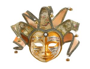 CMIRACLE GOLD VOLTO HESSIN Musik Venetian Jester Mask Full Face Masquerade Bell Joker Wall Decorative Art Collection5684864