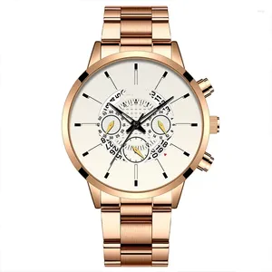 Relógios de pulse Os homens de moda de aço inoxidável relógio de luxo calendário quartzo relógios de negócios casual para homem relógio de relógio masculino