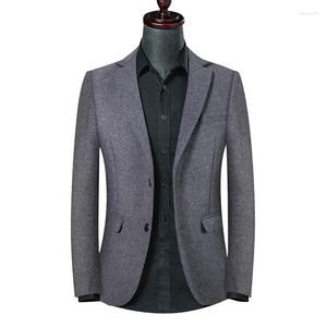 Herrdräkter Fashion Business Casual Slim-Fit Comfort Korean Woolen Gentleman Trend Professional Wedding Solid Color Host Blazer