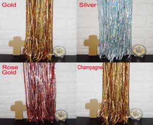 Shining Tinsel Foil Edge Laser Heart Form Decoration Curtain Birthday Wedding Christmas Party Backdrops 1M2M TASSEL CURTIN7818352