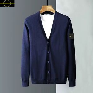 Giacca in pietra Magioni da uomo Designer Cardigan Knitwear Maniche lunghe Modello ricamato a maglietta da maglieria da uomo con cappuccio autunno primavera