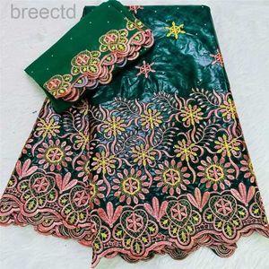 Tecido 5+2 jardas Africano Bazin Riche Brode Fabric com lenço mais recente Faixa de renda da bacia da moda para o casamento HL111104 D240503