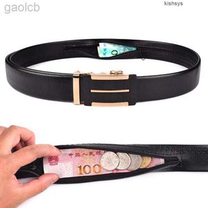 Belts High Quality Zipper Wallet Belt Inner Clip Anti-theft Cash Automatic Buckle Belt Casual Hidden Zipper Money Belts ldd240313