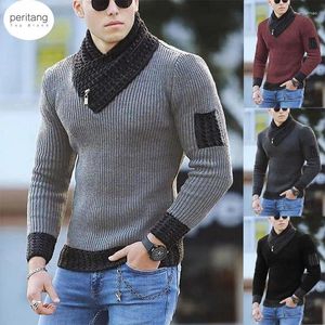 Męskie swetry 2024 Pullover Turtleeck Sweater Dopasowanie kolorów Trendy Casual Long-Sleeved Top Spring Autumn Winter