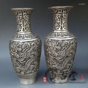 Bottles Special Price Antique Bronze Ware White Copper Brass Silver Plated Large Vase Ornament A Pair Of Feng Shui Decorative Gifts