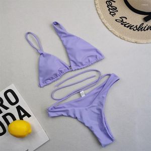 Women's Swimwear Irregular Design String Bikini Micro Thong Cut Out Swimsuit Separate One-shoulder Y2K Beach Women Vacation Bathing Suit