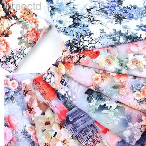 Ткань райоон ткань цветочная цветочная одежда новая цифровая напечатана для шитья летние платья.