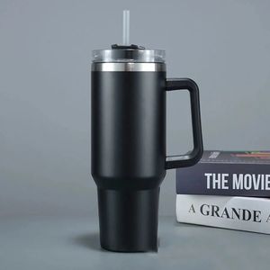 40oz Mug Tumbler With Handle Straw Coffee Insulation Cup Car Stainless Steel Water Bottle LargeCapacity Travel BPA Free Thermal 240422