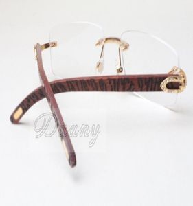 Wholesquare diamond frames T8100905 white lenses natural wooden hand carvings mirror legs eye frames eyeglassessize5618753345