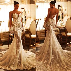 2024 abiti da sposa sirena lussuosa per abiti da sposa da sposa da sposa a cuore appliqued perle perle perle cristalli abiti da sposa arruffati per donne nere D239