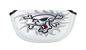 2017 Factory Customized Logo Brodery New White Skull Mallet Putter Cover HeadCover7349500
