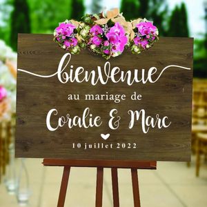 Wedding Sign Personalized Name Date Wall Decals French Style Welcome Decal Vinyl Mural A182 240429