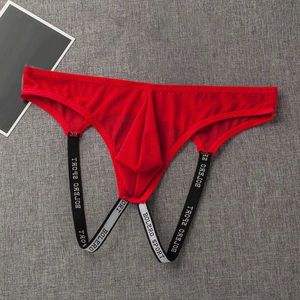 Underpants Mens sexy double athlete underwear with breathable and comfortable fabric fashionable support for low-end sports passionate thong Q240430