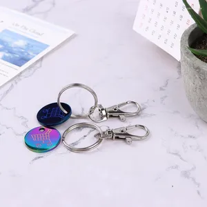 Keychains Shopping Trolley Remover Key Chain Portable Universal Supermarket Practical Keychain Metal Token Chip med Carabiner Hook 23mm