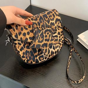 Totes Trendy Mini Semicircle Saddle Shoulder Crossbody Bags For Women Designer Brand Handbags And Purse Vintage Leopard Bolsa Feminina