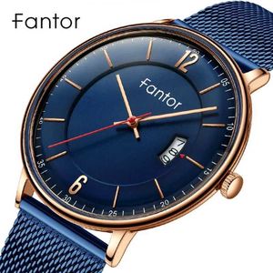 Wristwatches Fantor Brand Men Luxury Fashion Business Waterproof Quartz Date Man Casual Wrist Blue d240430