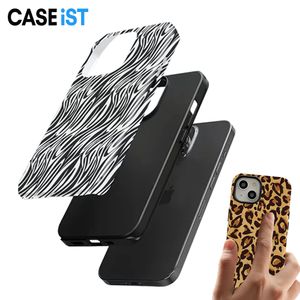 Caseist Moda 2 em 1 Design de leopardo híbrido Camada de dupla camada pesada Cheetah Zebra Tiger Caso de telefone de impressão personalizado para Apple iPhone 15 14 13 12 11 Pro Max XS XR 8 7 Plus