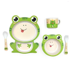 Skålar barn bordsartiklar söt groda form bestick för spädbarn och spillproof småbarn middag