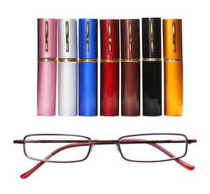 Andere Modezubehör 1 PCs Lesebrille Metall Rahmenharz mit Tubekoffer mini tragbar für Frauen Männer Retro Business Eyegla8941951