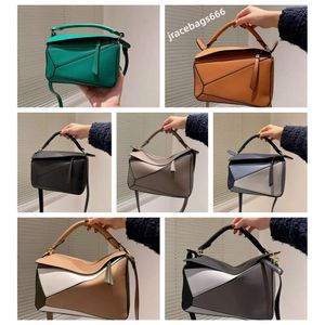 Designer torba oryginalna skórzana torebka na ramię wiadro kobiety torby puzzle sprzęgło Crossbody Geometria kwadratowy kontrast kolorowy patchwork