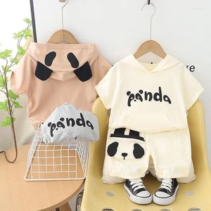 Giyim Setleri Yaz Bebek Sevimli Hazine Panda Kapüşonlu Kısa Kollu Takım Serin Erkekler