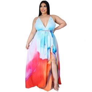 Designerinnen Frauenkleidung 2024 Neue Sommer Frauen Bohemian Blumenkleid Open Rücken Split Deep V großer Jumpsuit Kleid Frau Kleider Models Casual Mini Club Kleid WMRS