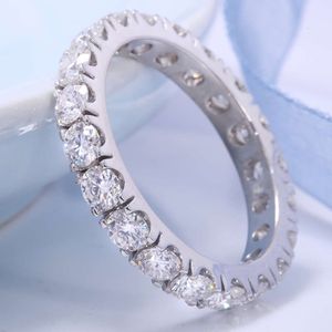 AEAWソリッド14Kホワイトゴールドラウンドラボ栽培ダイヤモンドCVD HPHT Enternity Full Diamond Band 2.5mm 1.5ctw DF女性用の色