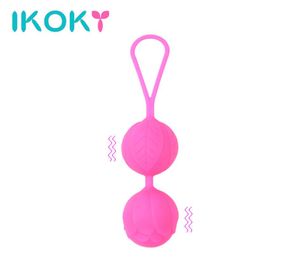 IKOKY 100 Silicone Kegel Balls Smart Love Ball for Vaginal Tight Exercise Machine Vibrators Adult product Sex Toys for women C1816403713