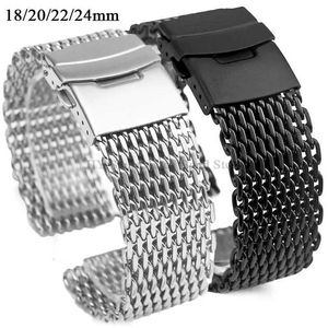 Titta på band 18mm 20mm 22mm 24mm Solid rostfritt stålband som används för Precision Diving Wristbands Metal Mesh Justerbara herrband Q240430