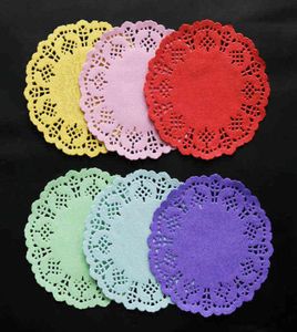 100pcs 55inch Paper Pads Round Tableware Placemats Colorful Cake Packaging Paper Doilies Craft Wedding Christmas Table Decor Y1211020721