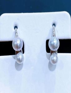 22090503 Diamondbox Jewelry earrings ear studs akoya PEARL sterling 925 silver simple hook 354mm 455 mm round double pendant 8586390