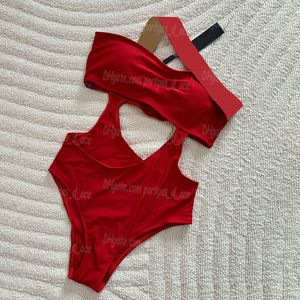 Midja klippa av kvinnor badkläder strand bh bodysuit lyx designer sexig en bit baddräkt baddräkt sommar charmig strand röd svart baddräkter