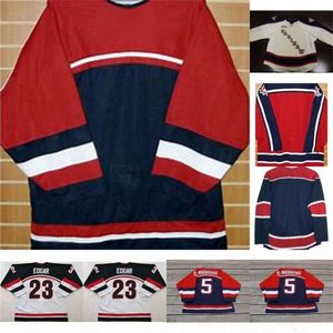 Kob Saginaw Spirit Jersey 23 Edgar 5 Mannino Mens Womens Youth 100% ricami Cusotm qualsiasi nome qualsiasi numero di hockey Jersey Spedizione veloce