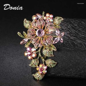 Brooches Donia Jewelry Fashion Flowers And Butterfly Alloy Micro-Inlaid Rhinestone Brooch Luxury Retro Pin.