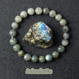 Real Gray Labradorite Bead Bracelet Men Women Fashion Natural Stone Flash with Original Crystal Jewelry 240417