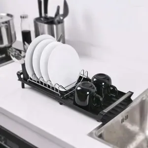 キッチンストレージ拡張可能な皿乾燥ラック排水トレイカウンタートップ調理器具ホルダーホーム組織