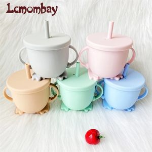 5pcs 베이비 먹이 컵 아기 학습 베이비 드러스웨어 실리콘 Sippy 컵 유아를위한 실리콘시피 컵 뚜껑 솔리드 240423