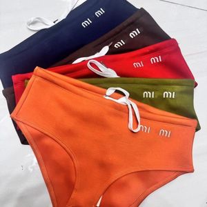 Women logo letter embroidery designer low waist cotton fabric candy neon color sexy panties underwear SML