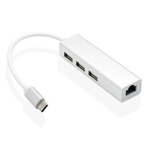 4 В 1 USB HUB USB C Hub Adaptador RJ45 100 Мбит / с порта Ethernet Cable USB C to USB 3.0 Адаптер док -станции для аксессуаров MacBook Pro