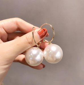 Korean Oversize Pearl Hoop Earrings For Women Girl Unique ed Big Circle Earring Brincos Fashion Statement Jewelry 2207164638946