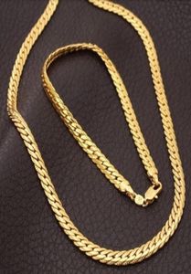 Earrings & Necklace Mens Womens Stamped Yellow Gold Filled Bone Chain Bracelet Set Trend Jewelry Gift2197658