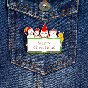 Brooches Merry Noel Emaye ile Noel Baba ren geyiği kardan adam sırt çantası çanta takı Noel hediyesi için sırt pimleri